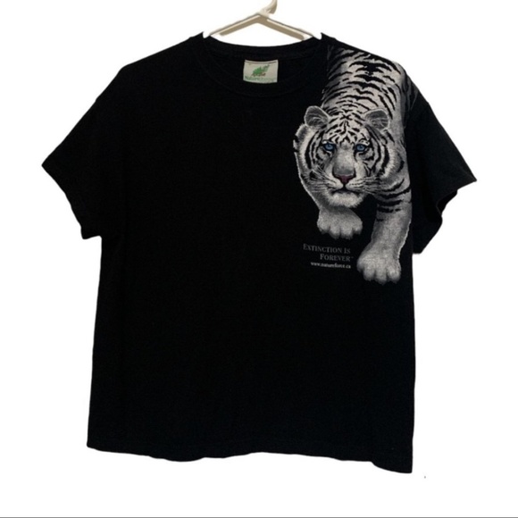 3/$30 𝅺Extinction is Forever animal rights Tiger front and back graphic T shirt - Picture 1 of 7